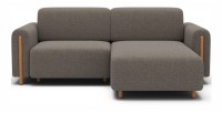 Canapé d’angle convertible ARVESSA marron clair chenille – Angle droit 