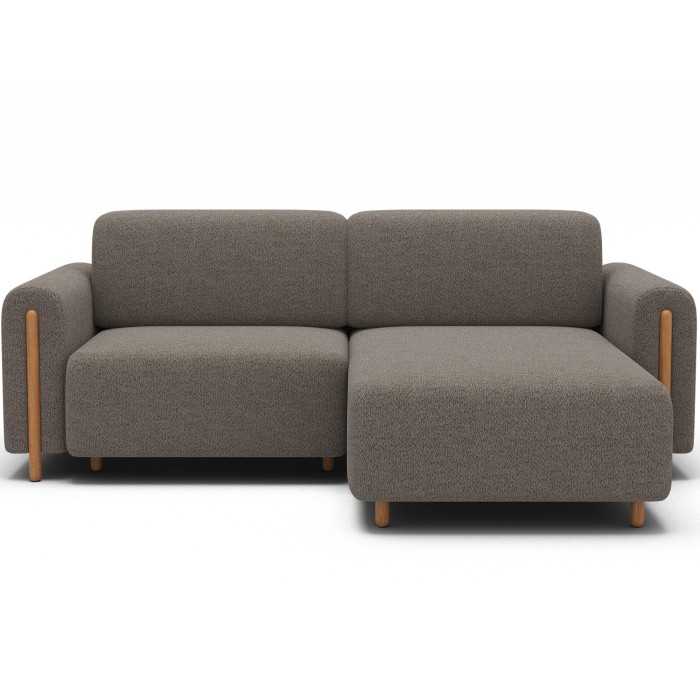 Canapé d’angle convertible ARVESSA marron clair chenille – Angle droit 