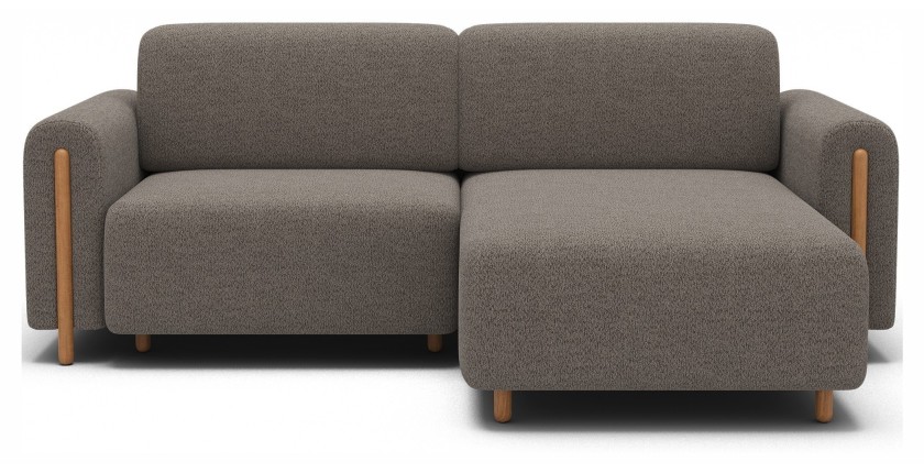 Canapé d’angle convertible ARVESSA marron clair chenille – Angle droit 