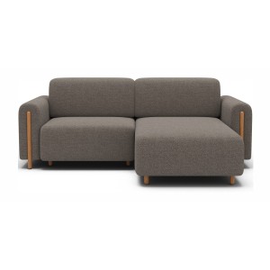 Canapé d’angle convertible ARVESSA marron clair chenille – Angle droit 