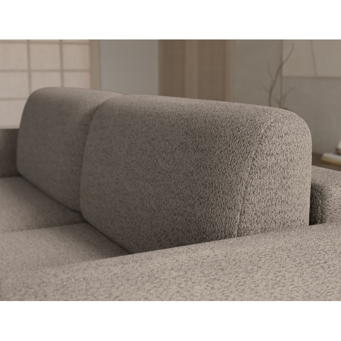 Canapé d’angle convertible ARVESSA marron clair chenille – Angle droit 