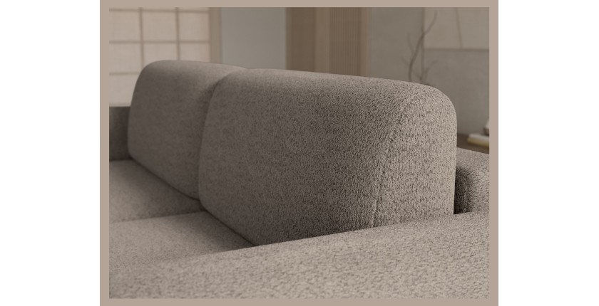 Canapé d’angle convertible ARVESSA marron clair chenille – Angle droit 