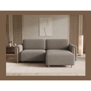 Canapé d’angle convertible ARVESSA marron clair chenille – Angle droit 