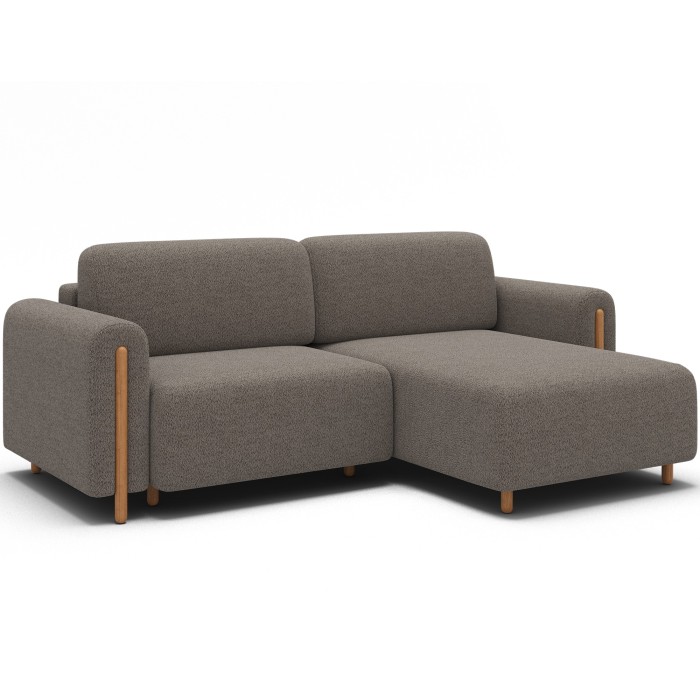 Canapé d’angle convertible ARVESSA marron clair chenille – Angle droit 