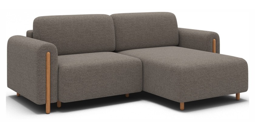 Canapé d’angle convertible ARVESSA marron clair chenille – Angle droit 