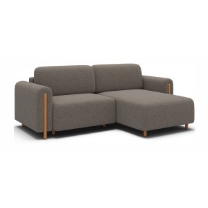Canapé d’angle convertible ARVESSA marron clair chenille – Angle droit 