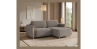 Canapé d’angle convertible ARVESSA marron clair chenille – Angle droit 
