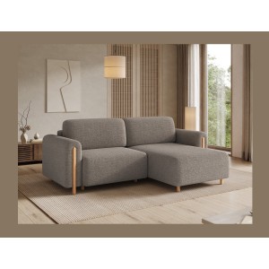 Canapé d’angle convertible ARVESSA marron clair chenille – Angle droit 