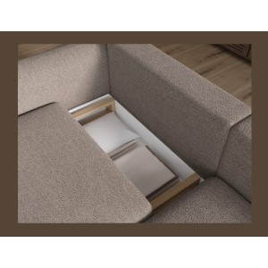 Canapé d’angle convertible ARVESSA marron clair chenille – Angle droit 