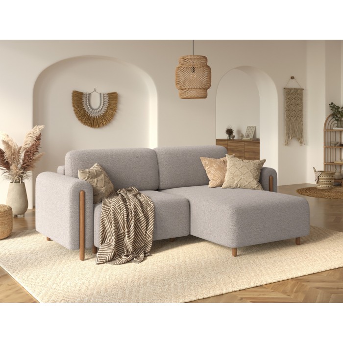 Canapé d’angle convertible ARVESSA sable chenille – Angle droit 