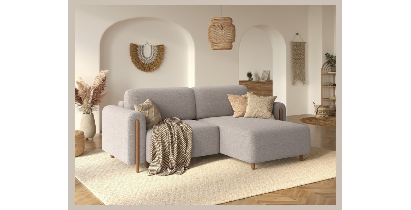 Canapé d’angle convertible ARVESSA sable chenille – Angle droit 