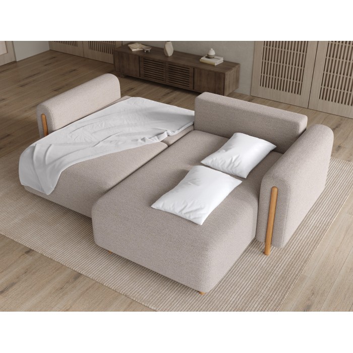 Canapé d’angle convertible ARVESSA sable chenille – Angle droit 
