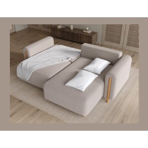 Canapé d’angle convertible ARVESSA sable chenille – Angle droit 