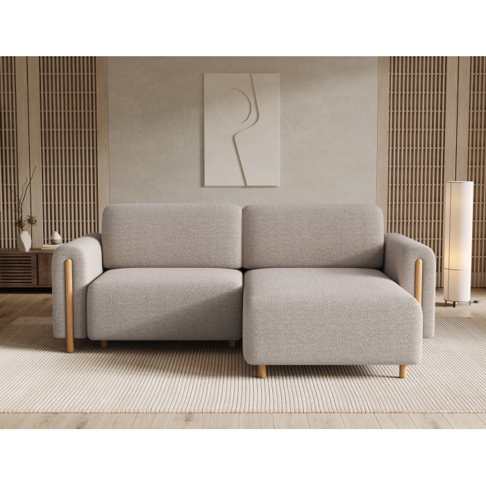 Canapé d’angle convertible ARVESSA sable chenille – Angle droit 