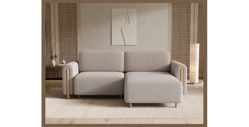 Canapé d’angle convertible ARVESSA sable chenille – Angle droit 