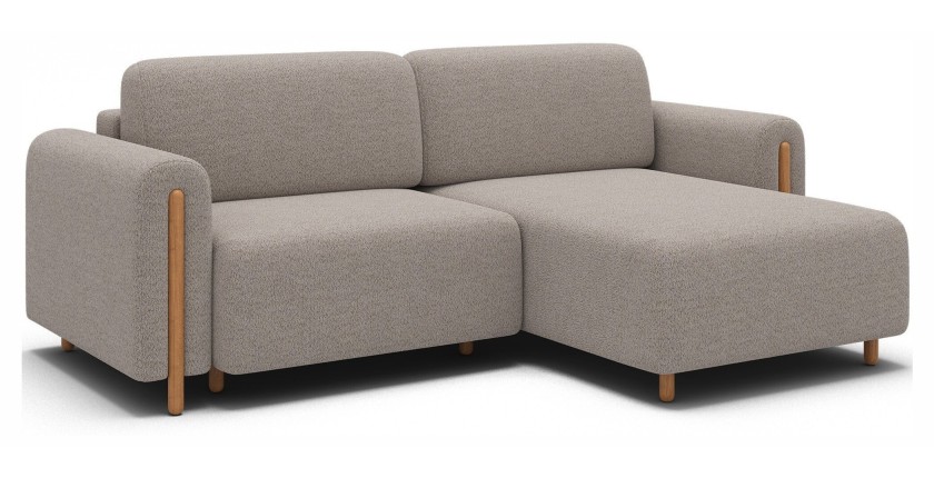 Canapé d’angle convertible ARVESSA sable chenille – Angle droit 
