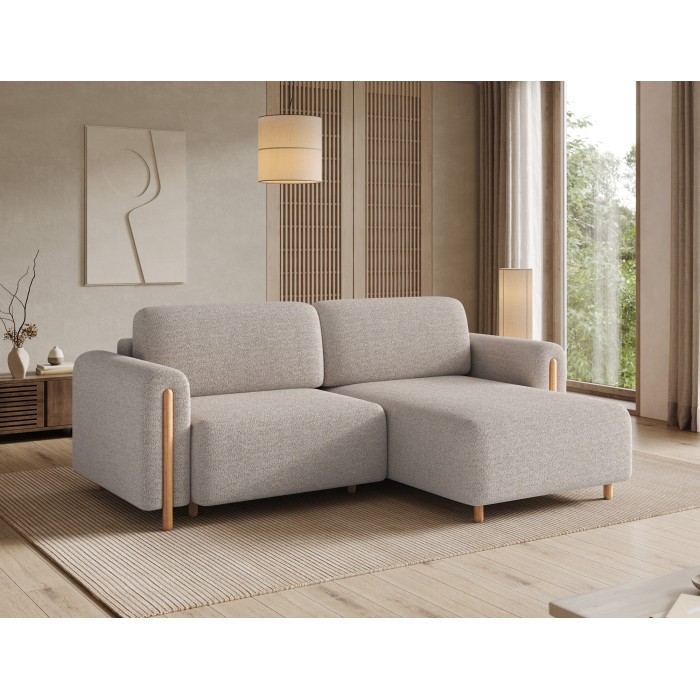 Canapé d’angle convertible ARVESSA sable chenille – Angle droit 