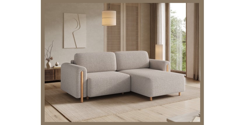 Canapé d’angle convertible ARVESSA sable chenille – Angle droit 