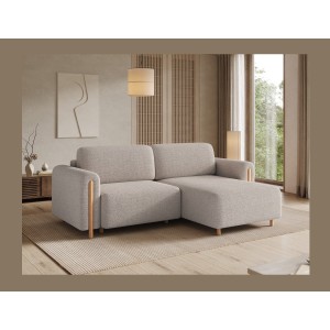 Canapé d’angle convertible ARVESSA sable chenille – Angle droit 