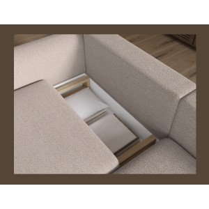 Canapé d’angle convertible ARVESSA sable chenille – Angle droit 