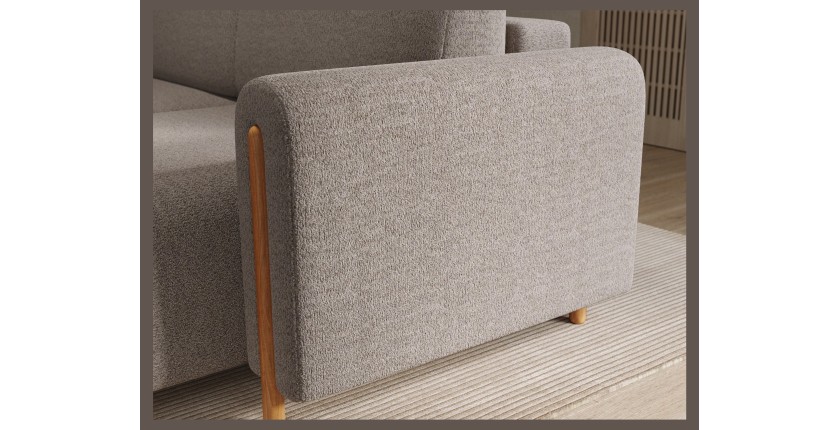 Canapé d’angle convertible ARVESSA sable chenille – Angle droit 