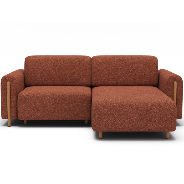 Canapé d’angle convertible ARVESSA terracotta bouclette – Angle droit 