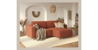 Canapé d’angle convertible ARVESSA terracotta bouclette – Angle droit 