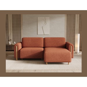 Canapé d’angle convertible ARVESSA terracotta bouclette – Angle droit 