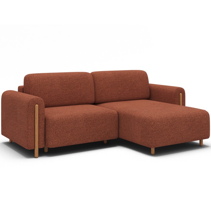Canapé d’angle convertible ARVESSA terracotta bouclette – Angle droit 