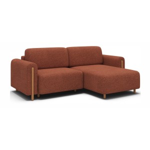 Canapé d’angle convertible ARVESSA terracotta bouclette – Angle droit 