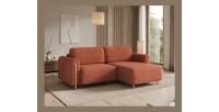 Canapé d’angle convertible ARVESSA terracotta bouclette – Angle droit 