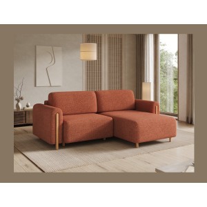 Canapé d’angle convertible ARVESSA terracotta bouclette – Angle droit 
