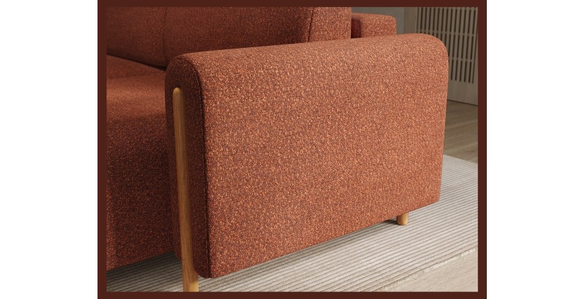 Canapé d’angle convertible ARVESSA terracotta bouclette – Angle droit 