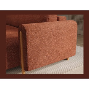 Canapé d’angle convertible ARVESSA terracotta bouclette – Angle droit 