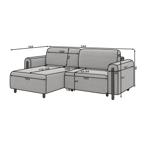 Canapé d’angle convertible ARVESSA vert émeraude chenille – Angle gauche