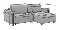 Canapé d’angle convertible ARVESSA gris clair nid d’abeille – Angle droit