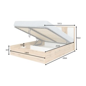 Lit coffre WOOD 180x200 dimensions