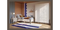Armoire SALMA 3 portes avec tiroirs cachemire et pieds métal noir 135 cm