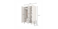 Armoire SALMA 3 portes avec tiroirs cachemire et pieds métal noir 135 cm