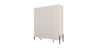 Armoire SALMA 4 portes cachemire avec tiroirs et pieds métal noir 180 cm