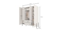 Armoire SALMA 4 portes cachemire avec tiroirs et pieds métal noir 180 cm