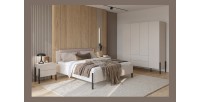 Armoire SALMA 4 portes cachemire avec tiroirs et pieds métal noir 180 cm