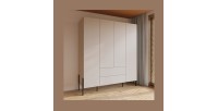 Armoire SALMA 4 portes cachemire avec tiroirs et pieds métal noir 180 cm