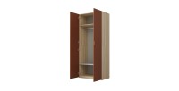 Armoire CALMIA terracotta et chêne clair 90 cm avec penderie et étagères