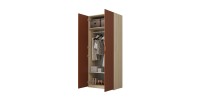Armoire CALMIA terracotta et chêne clair 90 cm avec penderie et étagères