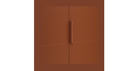 Armoire CALMIA terracotta et chêne clair 90 cm avec penderie et étagères