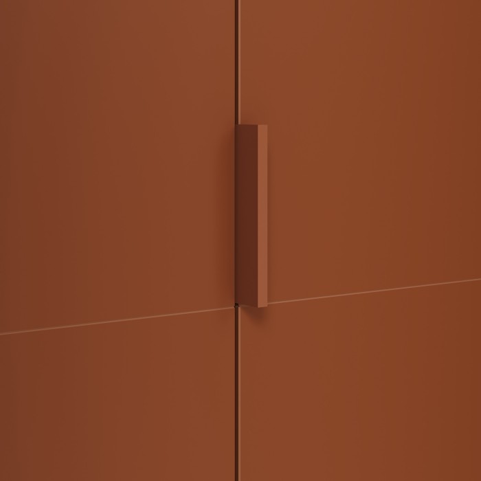 Armoire CALMIA terracotta et chêne clair 90 cm avec penderie et étagères