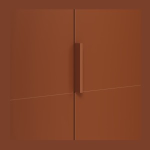 Armoire CALMIA terracotta et chêne clair 90 cm avec penderie et étagères
