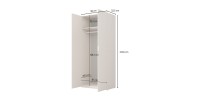 Armoire CALMIA terracotta et chêne clair 90 cm avec penderie et étagères