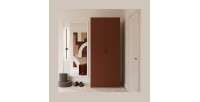 Armoire CALMIA terracotta et chêne clair 90 cm avec penderie et étagères